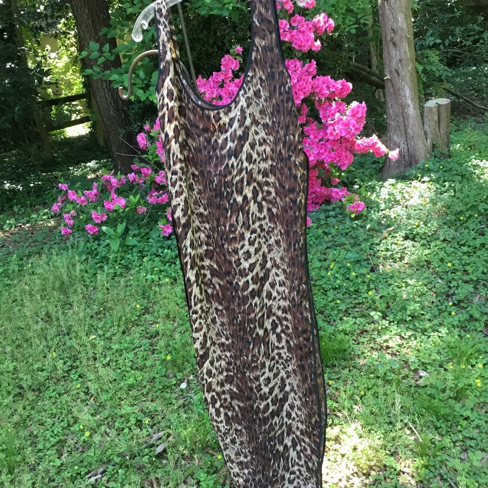 Leopard Print Kimono Cover up Dress slit sides 56”